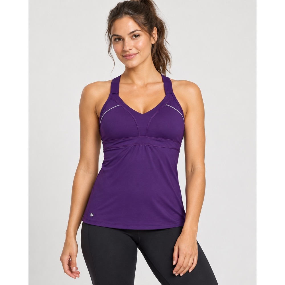 Athleta Purple Built-In Bra Crossback Athletic Tank Top Womens M